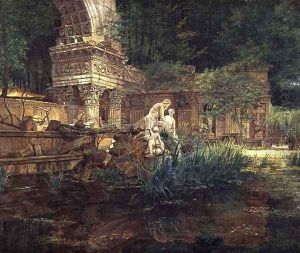The Roman Ruins in the Gardens of Schonbrunn Palace by Ferdinand Georg Waldmuller