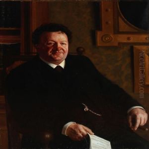 Portrait Of The Danish Actor Oluf Poulsen by Heinrich Dohm