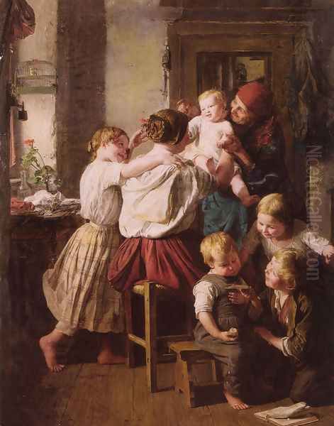 Children Making Their Grandmother a Present on Her Name Day - view 1