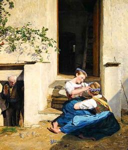 Girls making garlands, 1846