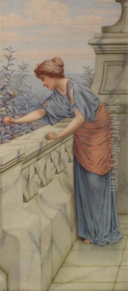 Classical Maiden Seated; Picking Oranges - view 1