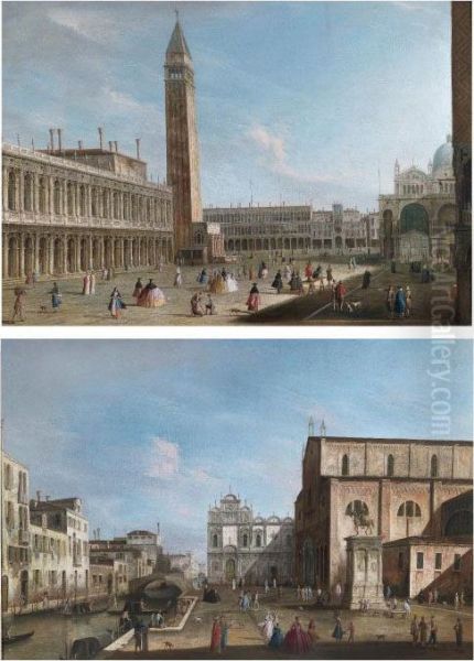 Venice, View Of The Piazzetta
Looking North; Venice, View Of The Campo Santi Giovanni E Paolo With The
West End Of The Church And The Scuola Di San Marco - view 1