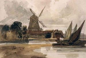 A Smock Mill on the Thames by Peter de Wint