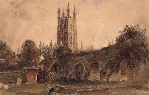 Gloucester Cathedral with the Ruins of St. Catherines Church by Peter de Wint