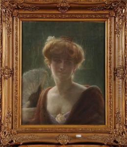 Portrait D""une Elegante A L""eventail by Jacques Dore
