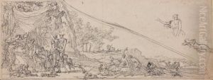 Le Repos De Diane Et De Ses Compagnes Apres La Chasse by Michel Dorigny