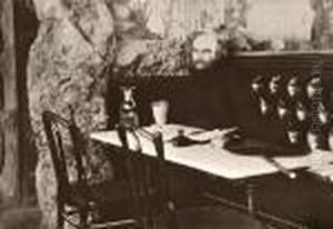 Paul Verlaine Au Cafe Francois 1er A Paris by Paul Marsan, Dit Dornac