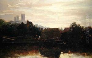 A View of Lincoln from the Foss Dyke, Dawn by Peter de Wint