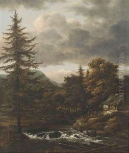 Bewaldete Landschaft Mit Einem Bach by Johann Jakob I Dorner