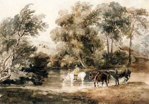 Horses Drinking At A Pool by Peter de Wint