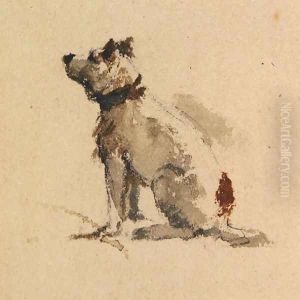 A Terrier, sitting facing left by Peter de Wint