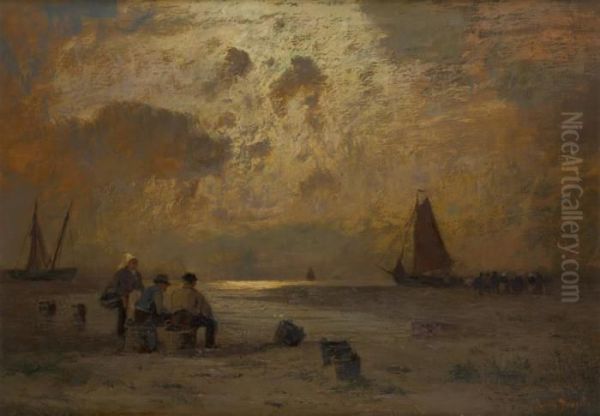 Pecheurs Au Coucher Du Soleil - view 1