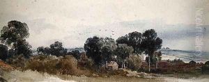 A Wooded Landscape with Cottages by Peter de Wint