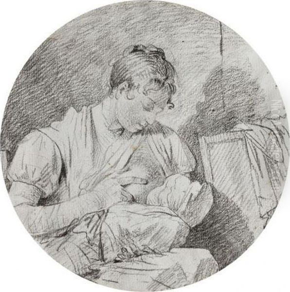 Stillende Mutter 
 Verso Aufkleber Einer Galerie Mit Angabe Aus Dem Album Der Drolling-familie - view 1