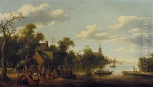 Flusslandschaft Mit Reicher Figurenstaffage