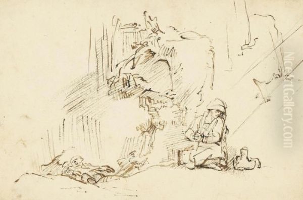 Hagar And Ishmael In The Desert - view 1