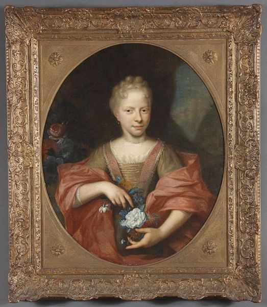 Portrait Of Woman With Spray Of Flowers - view 1