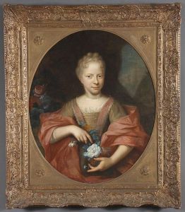 Portrait Of Woman With Spray Of Flowers by Francois-Hubert Drouais