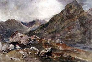 The Bowder Stone, Borrowdale by Peter de Wint