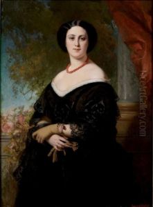 Portrait De Marguerite Henriette L'huillier by Edouard Louis Dubufe