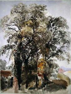 Trees with Farm Buildings in the Distance