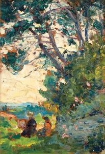 Peintre Dans Un Paysage by Edouard Ducros