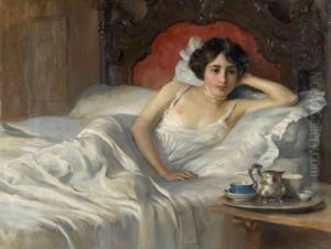 Liegende Dame Im Neglige