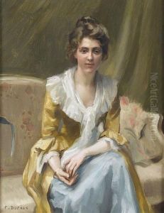 Portrat Einer Jungen Dame Auf Dem Sofa