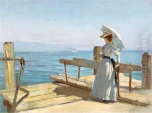 Jeune Femme Au Bord Du Lac