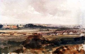 Extensive landscape with a stone bridge