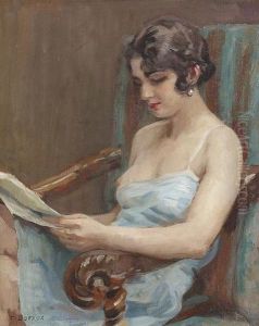 Junge Frau Beim Lesen.