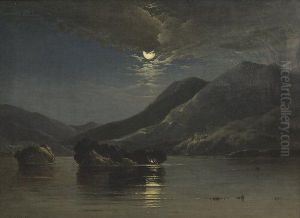 Moonlit Lake Landscape Moonlit Lake Landscape