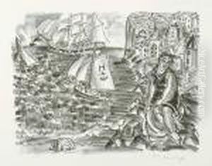 Baigneuse Devant Un Port (sainte-adresse) by Raoul Dufy
