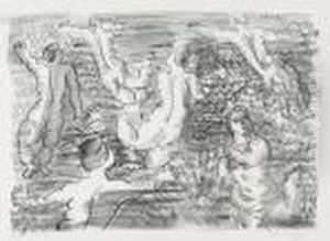Six Baigneuses - Deux Poissons Sur Un Plat by Raoul Dufy