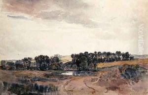 Landscape with Trees and Cattle by a Pool by Peter de Wint