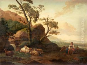 A Shepherdess In A Pastoral Landscape by Karel Dujardin