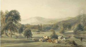 A view of Bolton Abbey, Yorkshire by Peter de Wint
