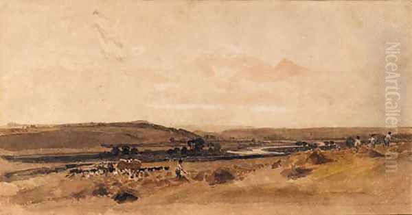 Harvesters in a cornfield on the River Trent - view 1