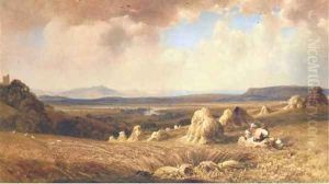 Harvesters in the fields above the Valley of the Lune, Cumbria