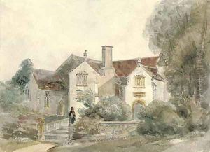 Manor house and church, Lytes Cary, Somerset by Peter de Wint
