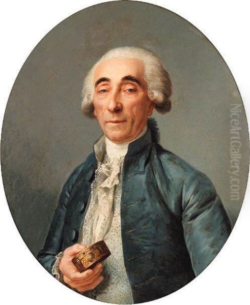 Portrait Of Jean-franois 
Lagrenee, Bust-length, Wearing A Grey Coatand A Cravat, Holding A Snuff 
Box - view 1
