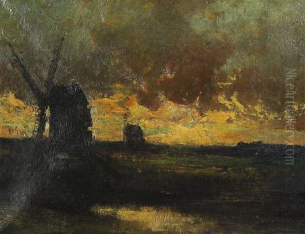 Windmills At Sunset - view 1