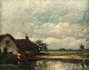 De Twee Hutten: By The Farm by Jules Dupre