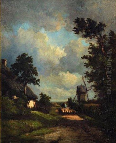 Paysage Au Troupeau Pres Du Moulin - view 1