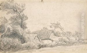 Paysage Avec Deux Maisons by Jules Dupre