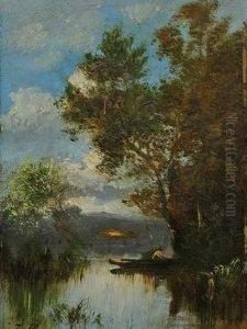 Barque De Pecheur Au Bord De La Riviere by Jules Dupre