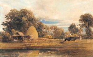 Harvesting, probably on the Lincolnshire Cliff by Peter de Wint