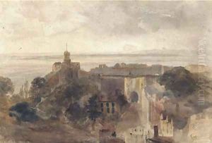 Lincoln Castle from the cathedral looking west towards the Trent Valley, Lincoln