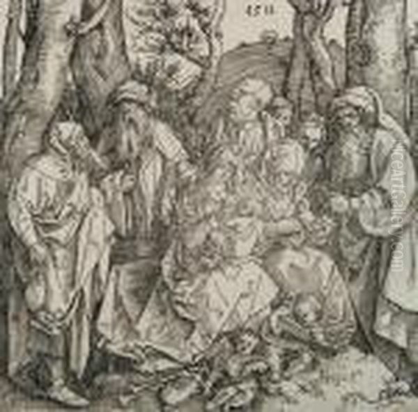 La Sainte Famille Avec Des Anges Jouant Du Luth - view 1