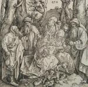 La Sainte Famille Avec Des Anges Jouant Du Luth by Albrecht Durer